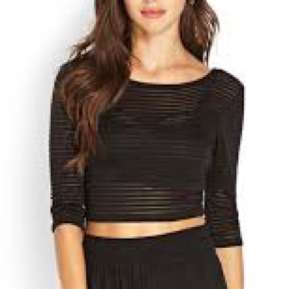 2000s Forever 21 Shadow Stripe Crop Top Size Large